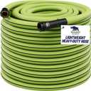 Rugged Rhino Heavy Duty Flexible Light Weight Garden Hose, 50ft x 5/8in, 4 Layer Leakproof Outdoor Gardening Tools, Watering Supplies, Powerful Water Pressure for Lawn, Flowers, Green Black