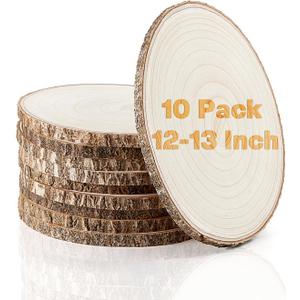 Set of (10) 12-13 Inches Large Wood Slices, Wood Centerpieces for Tables, Wood Slices for Centerpieces, Unfinished Wood Rounds for Wedding, Baby Shower, Party, Natural Paulownia Wooden Slabs