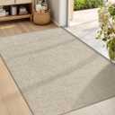 Ultra Thin Indoor Door Mat "60×83", Low-Profile Door Mat Indoor Entrance, Non Slip Rubber Backing Inside Doormat Washable Welcome Front Entryway Dirt Trapper Entry Mat, Khaki