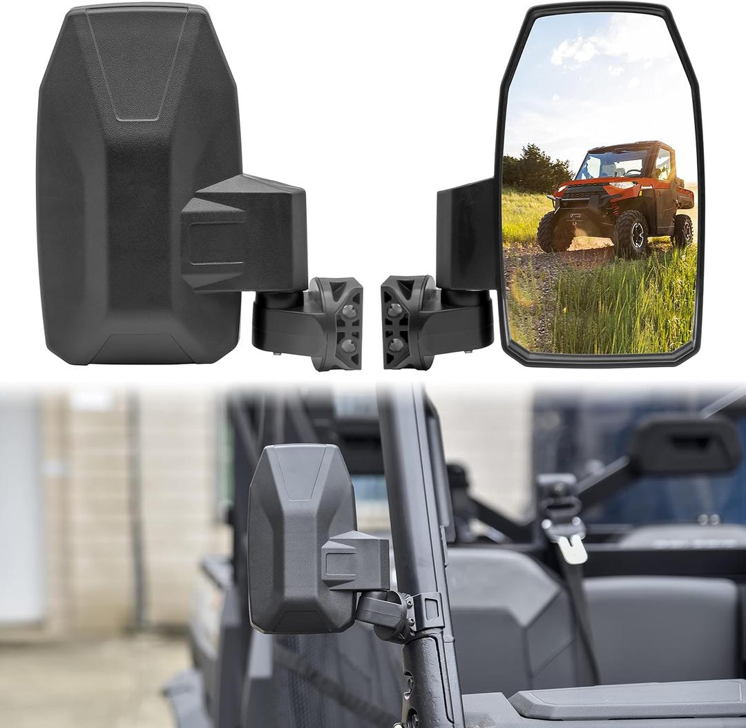 Adjustable Side Rear View Mirrors for Polaris Ranger 1000 XP 570 900 17-24, Folding Rearview Side Mirrors for Polaris Ranger XP 1000 900 570 Crew Diesel 2017-2024 Accessories (2PCS)
