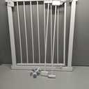 Auto-Close Baby Gate for Stairs & Doorways Dog Gate - Adjustable Steel Safety Gate with Dual Lock, Fits 29"-39" Wide, Pressure Mount No Drilling (White, 30-39" W x 30" H)