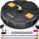 EVEAGE 18" Pressure Washer Surface Cleaner Attachment with Wheels, 4000 PSI Power Washer Accessory with 1/4" Quick-Connect, 2 Extension Wand for Driveways Sidewalks Patios Cleaning, BK18