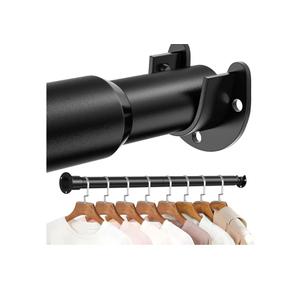 Mavivegue Closet Rod, 17 to 84 Inch Adjustable Closet Rods for Hanging Clothes, Heavy Duty Tension Rod, Black Curtain Rod, for Closet, Wardrobes, Bathroom, Laundry