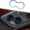 JeCar Front Cup Holder Cover Trim Interior Accessories Compatible with 2015-2020 Dodge Challenger (Blue)