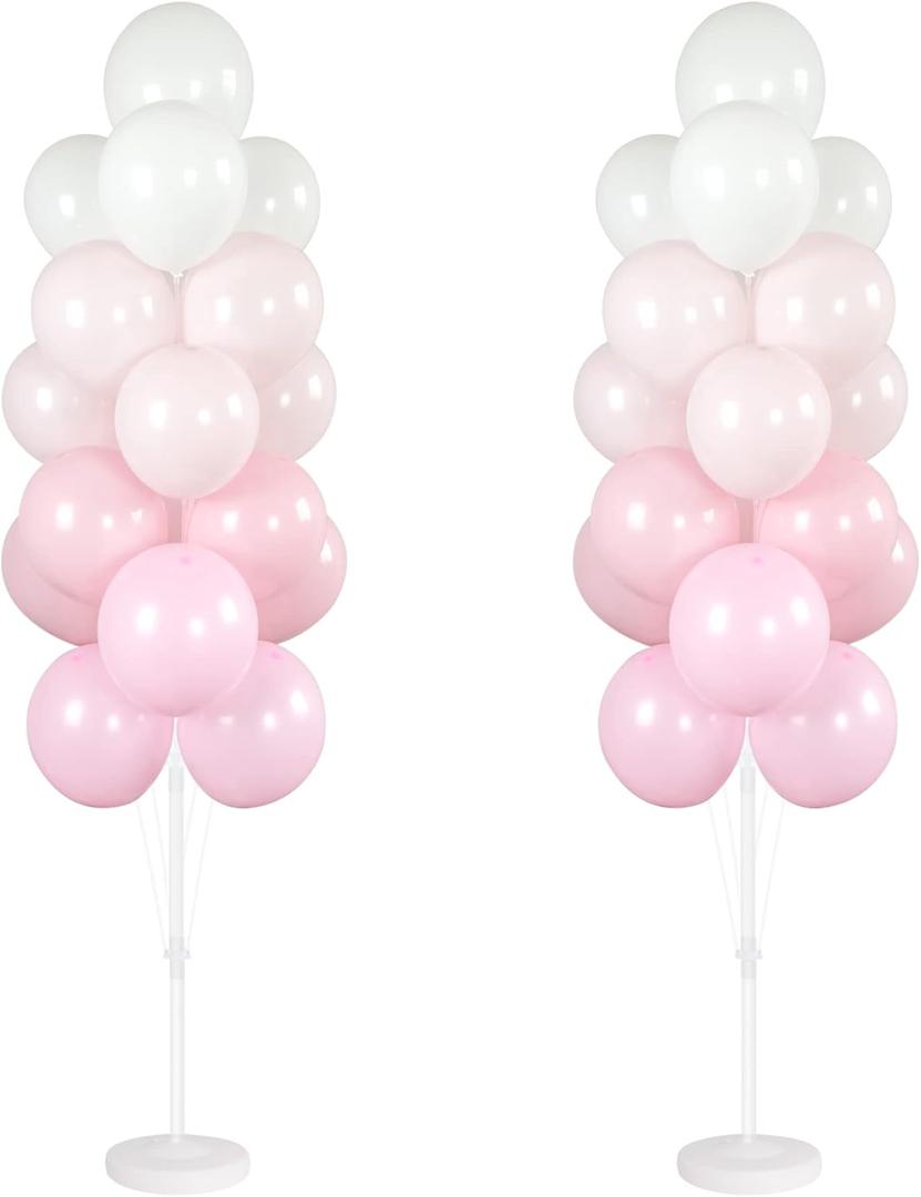 Balloon Column Kit Set of 2 With Balloons Included - Balloon Stand with Base, and Pole,Balloon Tower Backdrop Decoration for Wedding, Baby Shower, Graduation, Birthday Party, Bachelorette
