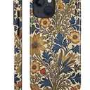 for iPhone 14/13 Case for Women Girl Men Boy, Compatible with MagSafe, Shockproof Soft Silicone & Hard PC Shell Protective Case for iPhone 14/13 - Vintage Botanical Floral Design