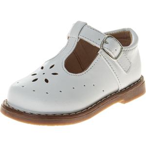 Josmo Baby Girls Maryjane Flats Slipon T Strap Closure - Newborn Infant Formal Dress Shoes Mary Jane - White (Size 4.5 Toddler)