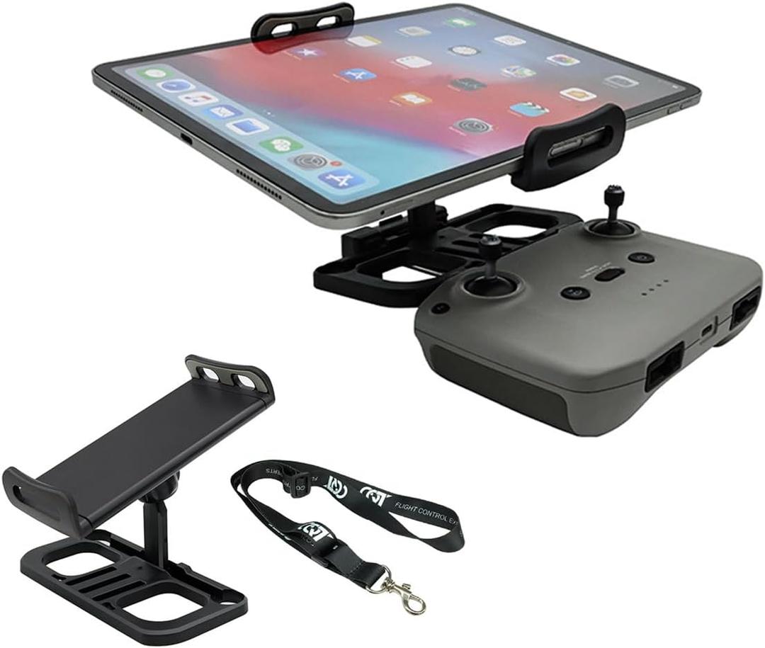 Drone Tablet Mount Holder - Universal Adjustable 4.7-12.9" Bracket Compatible with Dji Mavic 2/Zoom/Pro Mini 2/2S/SE, Air 2/2S, Pro/Spark/ZINO Controllers, Extended Control Phone Clip with Lanyard
