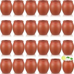 Nuogo Set of 17 (3oz) Cantaritos de Barro Mexicanos Mini Cantaritos Shooters Pottery Cocktail Glasses, Margaritas, Mojitos, Mexican Jarritos de Barro Mexicanos, Taco Tuesday Cocktail Cups