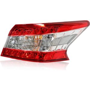 Outer Tail Light Assembly w/Bulbs Passenger Side Compatible with Sentra 2013 2014 2015 Right Rear Tail Lamp Taillight NI2805100 265503SG0A 26550-3SG0A