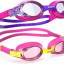 ZABERT 2 Pack Girls Swim Goggles, Swimming Goggles for Girl Kids Toddler Youth Junior Children Child Age 3 4 5 6 7 8 9 10 11 12 Years Anti Fog Pink Yellow Purple Clear