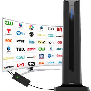 Digital TV Antenna for Smart TV Indoor, 2026 TV Antenna with 3M Stick Base, 360&Long Range Reception HDTV Antenna for Local Channels, Easy Installation Antennas for TVs Without Cable (7.0 in)