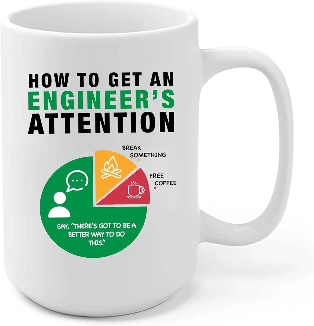 How To Get An Engineer's Attention Engineer Gifts Funny Coffee Mug For Engineering Boyfriend Husband Student Son Daughter Coworker Friend From Dad Mom Wife Girlfriend Ceramic Mug 15 oz White