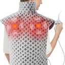 CAROMIO Massaging Heating Pad for Back Pain Relief, Neck and Shoulders Electric Heating Pads Large Size, Full Body Back Heat Pad with Auto Shut Off, 3 Heating Levels & 3 Massage Modes (Grey, 35"x24")