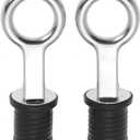 Nayciiy 2 Pcs Boat Plug Snap Handle Boat Drain Plug Rubber Plugs with Brass/Stainless Steel Handle Marine Twist Plug Boat Accessories (Stainless Steel, 1 inch)
