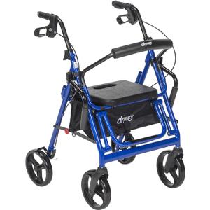Drive Medical 795B Duet Folding Transport Wheelchair and Rollator Walker, Blue