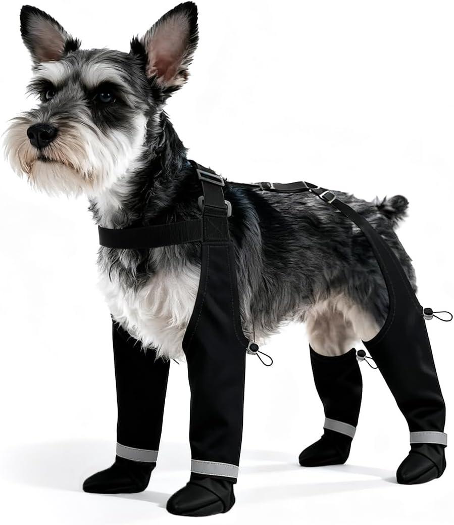 Dog Boots with Adjustable Suspender, Anti-Slip Dog Shoes, Waterproof Paw Protector for Rainy, Snowy, Hot Pavement, Small