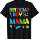 Master Builder Birthday Boy's Mama Building Bricks Blocks T-Shirt, S