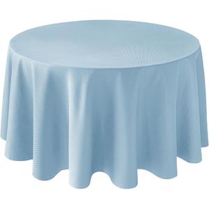 Biscaynebay Textured Fabric Round Tablecloths 90", Light Blue Water Resistant Washable Table Cloths Circle Folding Table Covers Linen for Dining, Kitchen, Wedding, Parties etc.
