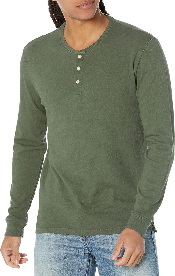 Velvet by Graham & Spencer Velvet Men's Gabe Long Sleeve Henley (X-Large, Palm)