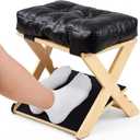 Unittype Double Step Foot Rest for Under Desk Ergonomic Footrest with Massage Surface, Non-Slip Adjustable Wooden Foot Stool with Cushion for Improving Sitting Posture, Office Work & Home(Natural)