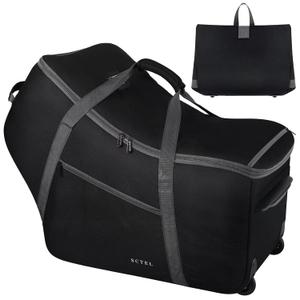 Car Seat Travel Bag with Wheels Fits All Nuna Pipa car seat and Base, Chicco Keyfit 35 and Anti-rebound Bar Base, Doona travel bag, Padded Infant Gate Check Bag with side pocket, Bumper Feet (23.8 inch)