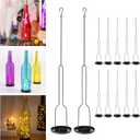 AceList 12-Pack Wrought Iron Candle Holders - DIY Bottle Candelabra for Weddings, Garden, Patio, Parties | Elegant Matte Black Finish | Transform Wine, Beer, Liquor Bottles into Lantern Lamps (Under 3'' Fit Base)