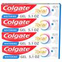 Colgate Total Whitening Toothpaste Gel, 10 Benefits, No Trade-Offs, Freshens Breath, Whitens Teeth and Provides Sensitivity Relief, Mint Flavor, 4 Pack, 5.1 Oz Tubes
