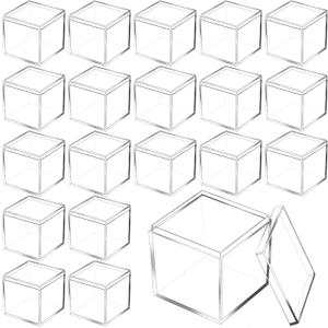 Tuanse 60 Pcs Acrylic Box with Lid Clear Small Acrylic Box Plastic Square Cube with Lid Mini Containers Display 2.2 x 2.2 x 2.2 Inch for Candy Pill Tiny Jewelry Toys Gifts