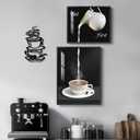 Framed Coffee Wall Art, Modern Black and White Signs Artwork for Walls, But First Coffee Prints for Kitchen Dining Room Bar Wall Decor