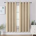 Blackout Curtain Panel Beige Window Curtain for Living Room and Bedroom Light Blocking Thermal Insulated Drapes Simple Pure Color for Home