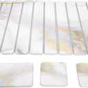 Large Stone Dish Drying Mat for Kitchen Counter,23.6"x15.3" Diatomaceous Earth Mats Foldable Quick Dry Mat Set Absorbent Diatomaceous Earth Bath Pad Diatomite Stones Soap for Dishes,Utensils