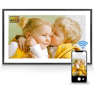 Digital Picture Frame 32G WiFi - 15.6 inch Digital Photo Frame with 1920 * 1080 IPS FHD Touch Screen. Auto Rotate Electronic Picture Frame Share Photos and Videos from Free APP by FLYAMAPIRIT