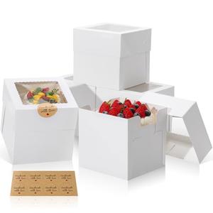 COTOPHER 5Pcs 6x6x6 Inches Mini Cake Boxes, Square Bakery Boxes with Window, Cake Containers for Pastries, Cookies, Chocolates, Cupcakes, Birthday Party Cake Decorating Supplies for Gift Giving