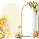 Metal Arch Backdrop Stand and Cover Set (Beige, 7.2 ft), Wedding Arch Stand with Beige Cover for Baby Shower, Party, Birthday, Wedding, Bridal Shower