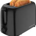 OVENTE Electric 2 Slice Toaster Machine with 6-Shade Browning Selector Setting, Compact Design and Removable Crumb Tray, 700W Power Perfect for Toasting Bread, Thin Bagels and Waffles, Black TP2210B