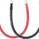 2 AWG Flexible Battery Cable with 5/16" Terminals - OFC Pure Copper Inverter & Welding Wire for Automotive Solar RV Motorcycle (Red + Black 1.5FT Pair)