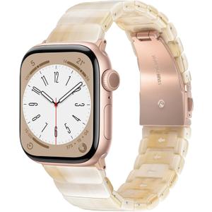 V.R.HOPE Apple Watch Band for Series 11/10/9/8/7 38mm 40mm 41mm 42mm Fashion Lightweight Resin Dressy Strap for Women Bracelet Compatible with iWatch Series 6/5/4/3/2/1/SE (Beige)