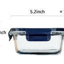 3pcs Square Glass Food Containers set, Small Square Food Storage Containers With Airtight Lids, BPA free 16oz small Glass Meal Prep Bowls, Dishwasher, Microwave, Freezer Safe (Dark Blue)