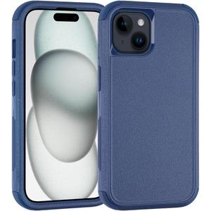2 x for iPhone 15 Plus Case, 3 in 1 Heavy Duty Drop Protection Full Body Rugged Shockproof/DustProof, Military Protective Tough Durable Cover Case for iPhone 15 Plus 6.7 inch (Seablue)