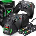 Upgraded Controller Charger Station with 2x5520mWh Rechargeable Battery Packs for Xbox One/Series X|S, Dual Charging Dock for Xbox One Battery Pack (Controller not Included)