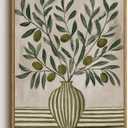 XJYISUO Vintage Framed Wall Art Olive Branch Canvas Art Botanical Pictures Wall Decor Rustic Paintings Farmhouse Artwork For Kitchen Dining Room Living Room, 24"L x 16"W