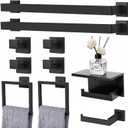 10 Pieces Matte Black Bathroom Accessories Set, 23.6 Inch Towel Racks for Bathroom Wall Mounted, Stainless Steel Bath Towel Bar Set, Bathroom Hardware Accessories for Kitchen & Bath