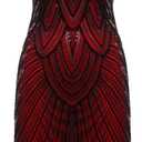 FAIRY COUPLE 1920s Sequined Embellished Tassels Hem Flapper Dress D20S002 (Small, Dark Red)