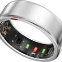 Smart Ring for Women Men- Sleep/Fitness/Stress/Heart Rate Tracker- Menstrual Records - 7 Days Battery Life - Wireless Charging - No APP Subscription - iOS & Android Compatible(Silver, Size 9)