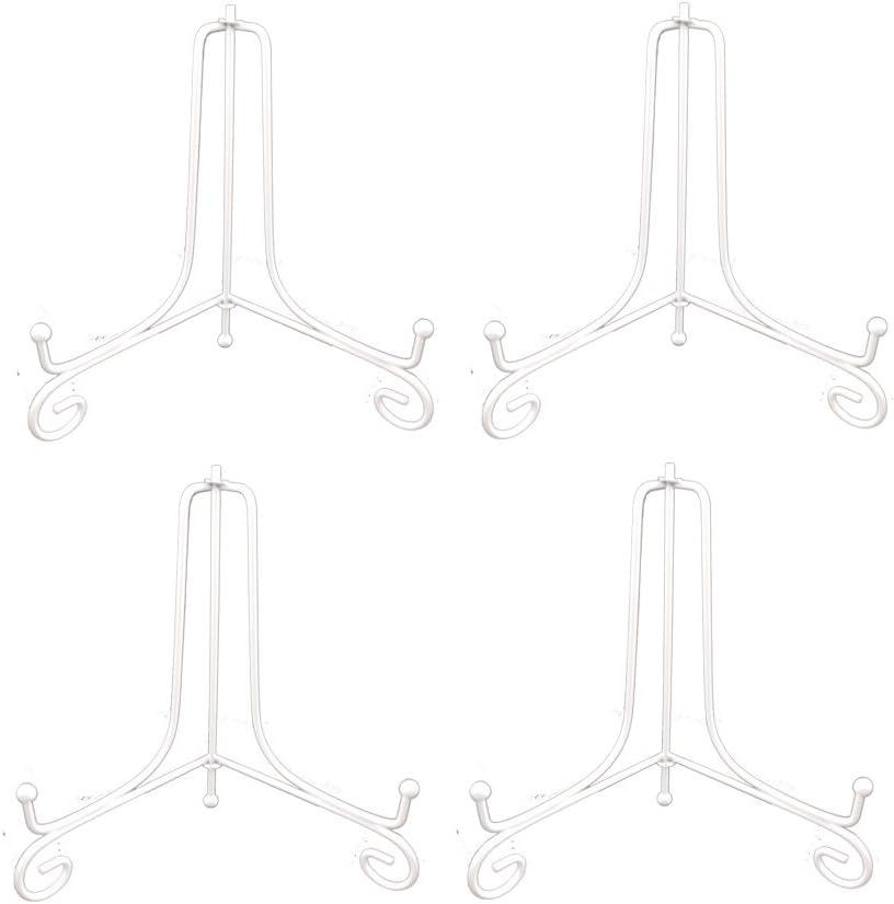 LIONWEI LIONWELI 6 Inch White Iron Plate Stand Holder Easel Display Stand for Plate, Picture, Photo, and More, 4 pcs.