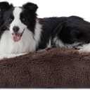 Bedsure Washable Large Dog Bed for Crate, Faux Fur Dog Crate Pad for Large Breed, Plush Soft Comfort Dogs Sleeping Mat, Anti-Slip Pet Kennel Pad, 35" x 23", Dark Grey