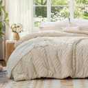 BEDELITE Queen Comforter Set - Tufted Boho Bedding Set, Beige Boho Comforter, Soft Lightweight Comforter Queen, 3 Pieces Farmhouse Jacquard Bed Set for All Seasons