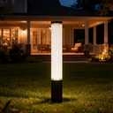 SkyGlow 32" Bollard Light, 120V Line Voltage Aluminum LED IP65 Waterproof Outdoor Modern Landscape Path Lights Hardwired Curb Appeal for Garden Lawn Patio Courtyard Driveway Pathway Lighting