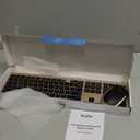 Wireless Keyboard and Mouse, Vssoplor 2.4GHz Rechargeable Compact Quiet Full-Size Keyboard and Mouse Combo with Nano USB Receiver for Windows, Laptop, PC, Notebook-Black Gold